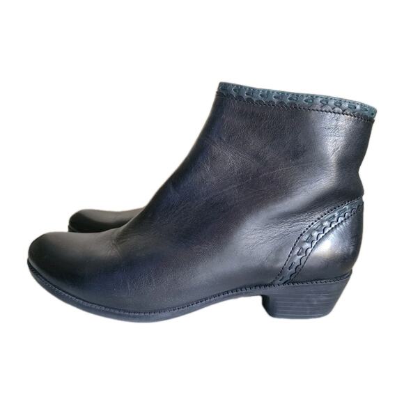 Spring Step Micaela Side Zip Ankle Bootie Women US 7.5 EU 38 Black Leather - Picture 1 of 8